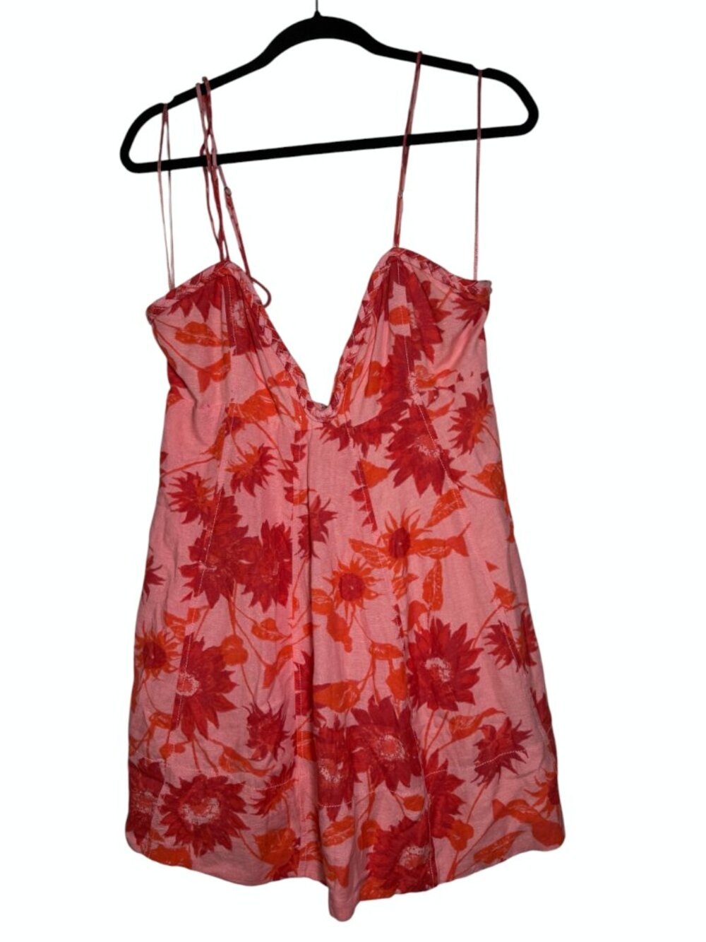 Free People Altura Printed Mini in Strawberry Lemonade Size Medium Linen Floral - Picture 2 of 13